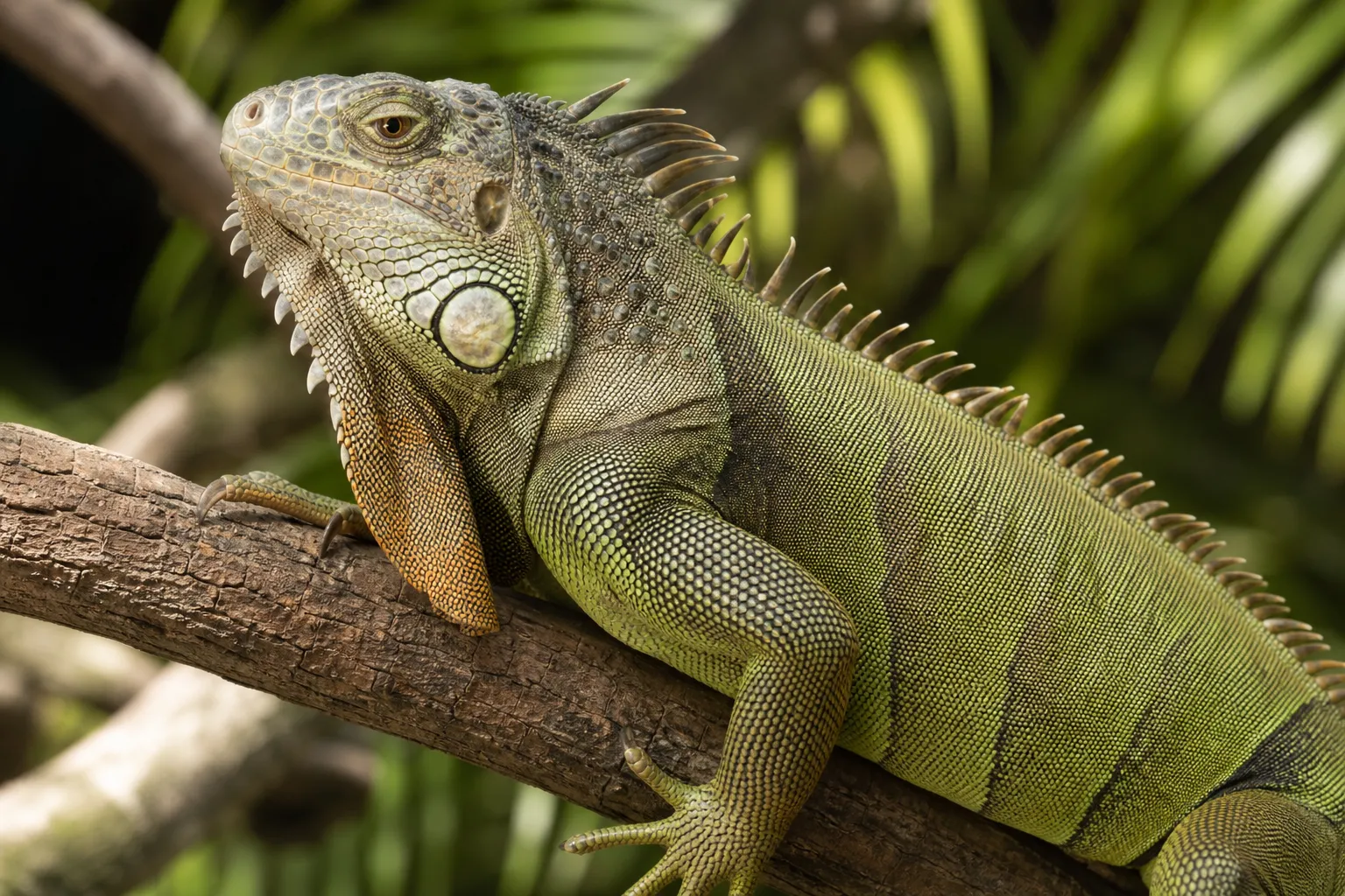 green iguana basking
